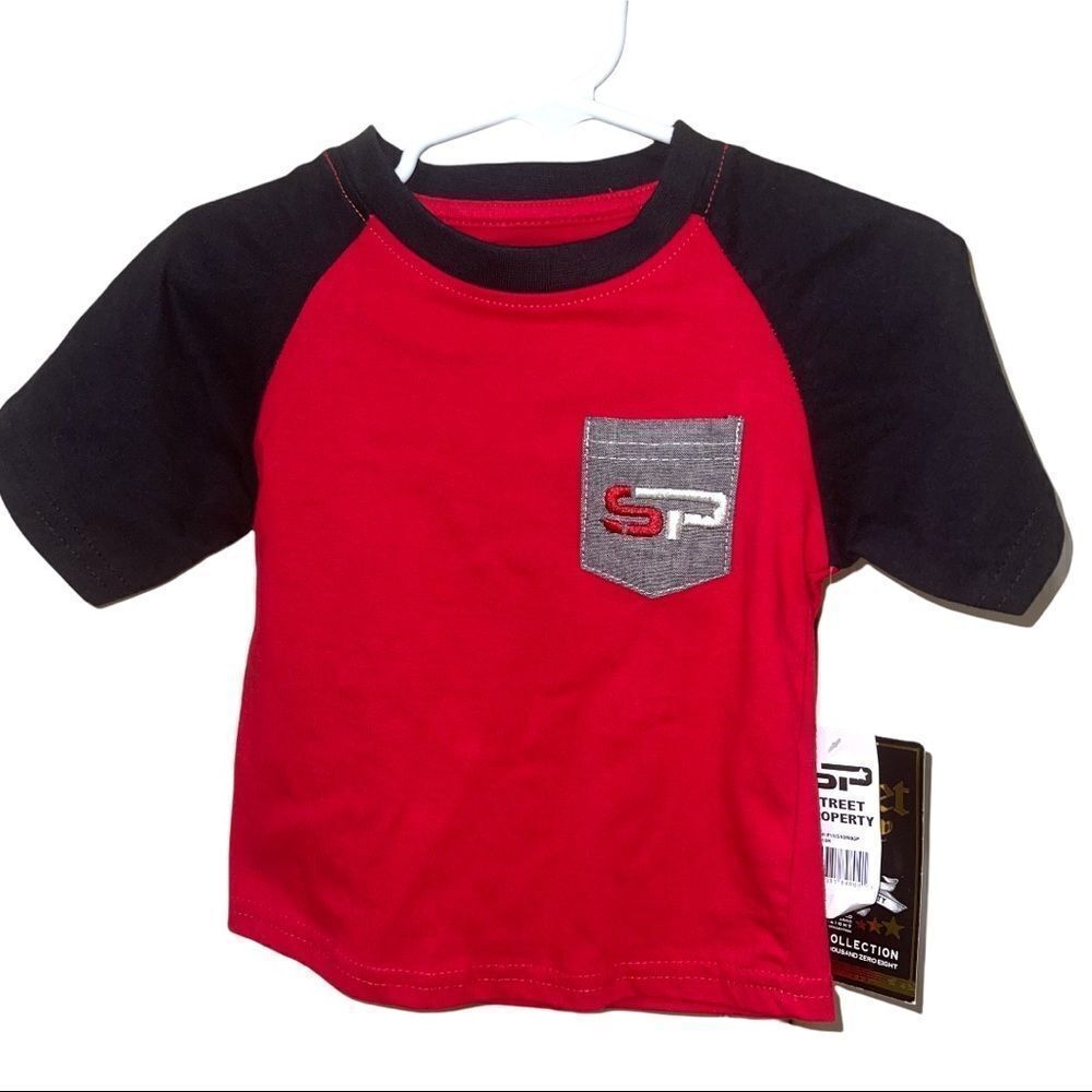 NWT Street Property Black & Red T-Shirt‎ Kids' Size 18 months Color Block
